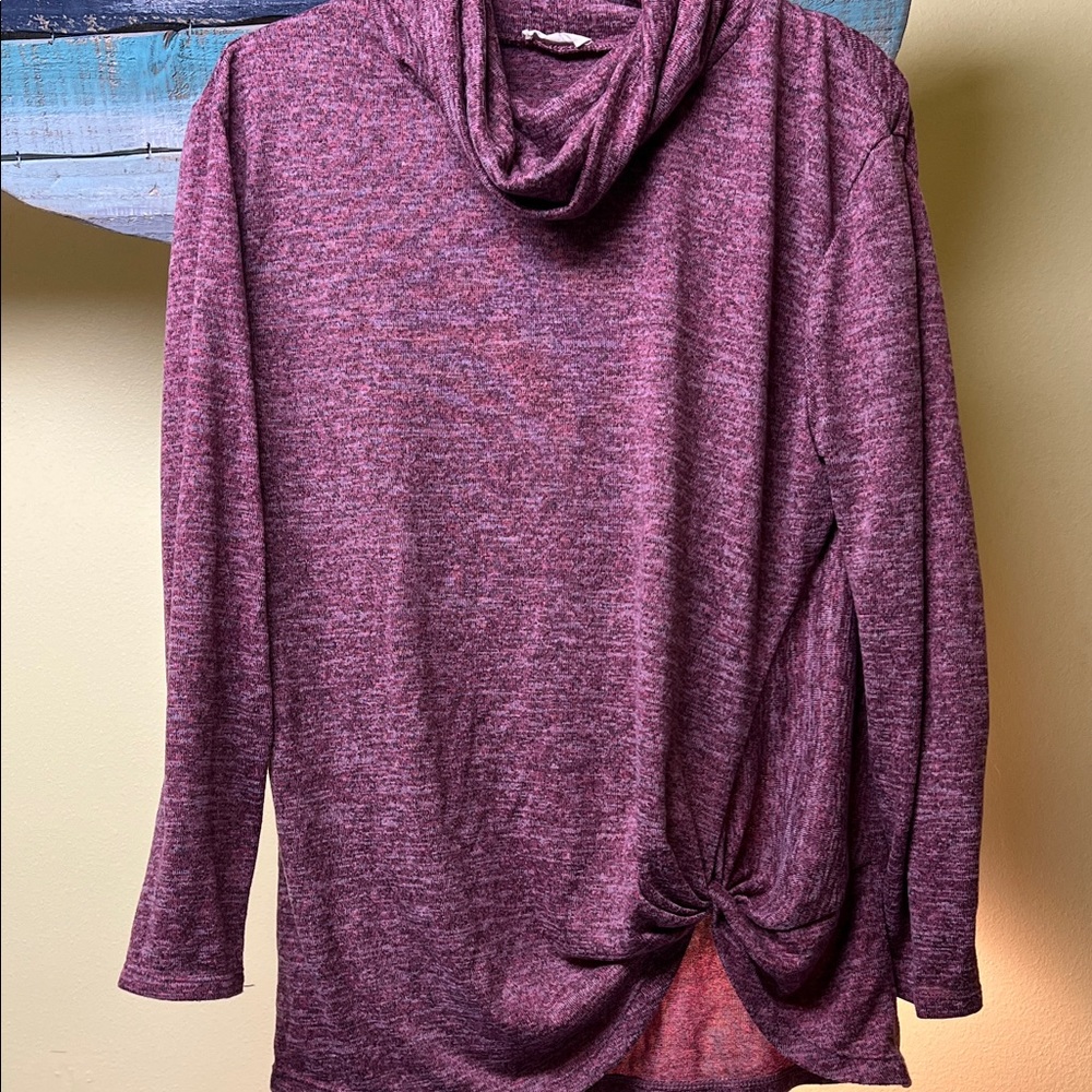 Brittany Black- rose/plum Cowl Neck Sweater with Knot Detail - no tag large